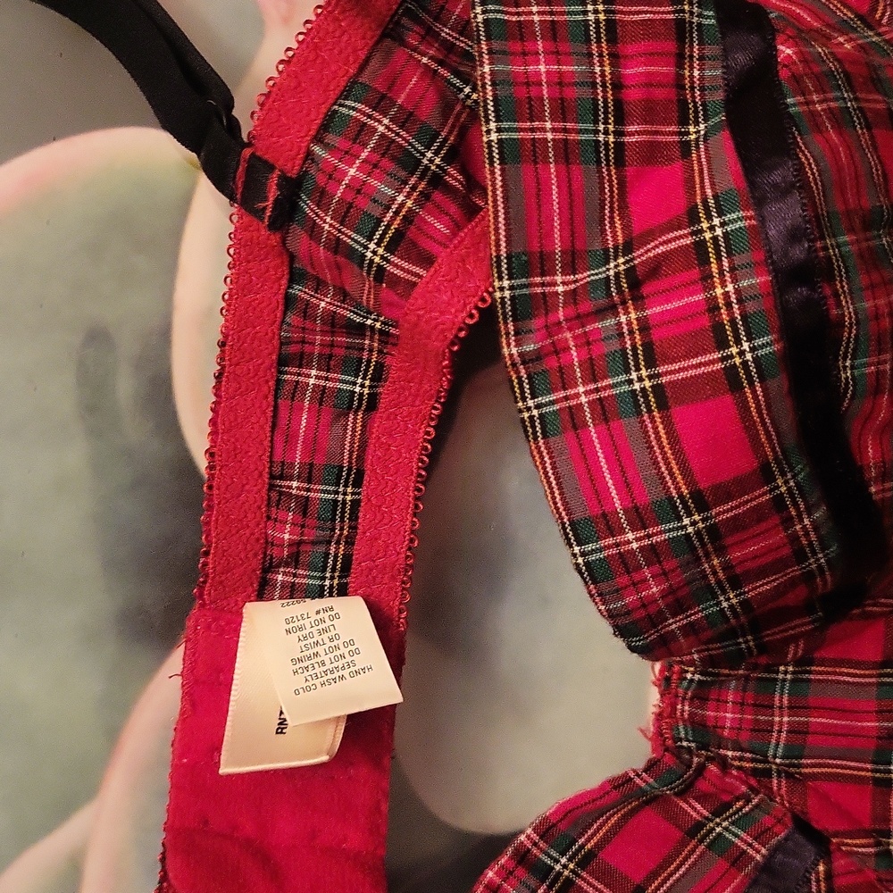 Rare FIND Sexy Frederick's of Hollywood Red Plaid Lingerie Medium - Picture 13 of 14